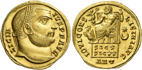 Licinius I augustus, 308 – 324 
Aureus, Antiochia 317-319, AV 5.33 g. LICIN – IVS P F AVG Laureate head r. Rev. IOVI CONS – LICINI AVG Jupiter seated...