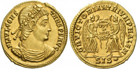 Constans augustus, 337 – 350 
Solidus, Siscia 340-350, AV 4.54 g. FL IVL CONS – TANS P F AVG Rosette-diademed, draped and cuirassed bust r. Rev. OB V...