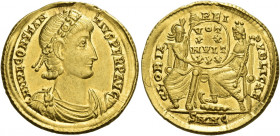 Constantius II augustus, 337 – 361 
Solidus, Nicomedia 340-351, AV 4.48 g. FL IVL CONSTAN – TIVS PERP AVG Pearl-diademed, draped and cuirassed bust r...