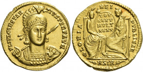 Constantius II augustus, 337 – 361 
Solidus, Sirmium 355-361, AV 4.34 g. FL IVL CONSTAN – TIVS PERP AVG Diademed, helmeted and cuirassed three-quarte...
