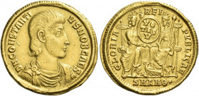 Constantius Gallus caesar, 351 – 354 
Solidus, Antiochia 351–354, AV 4.36 g. DN CONSTANTI – VS NOB CAES Bare-headed, draped and cuirassed bust r. Rev...