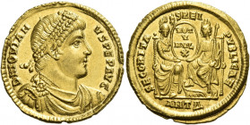 Jovian, 363 – 364 
Solidus, Antiochia 363-364, AV 4.48 g. D N IOVIAN – VS P F P AVG Pearl-diademed, draped and cuirassed bust r. Rev. SECVRITA – S RE...