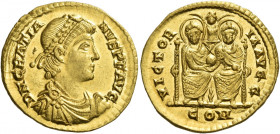 Gratian, 367 – 383 
Solidus, Mediolanum 380-382, AV 4.46 g. D N GRATIA – NVS P F AVG Pearl-diademed, draped and cuirassed bust r. Rev. VICTOR – IA AV...