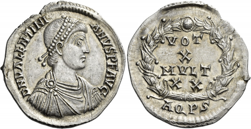 Valentinian II, 375-392 
Medallion of 6 siliquae, Aquileia circa 385, AR 12.75 ...