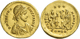 Theodosius II, 402 – 450 
Medallion of 2 solidi, Constantinople 402-403 and later, AV 8.93 g. D N THEODO – SIVS P F AVG Pearl-diademed, draped and cu...