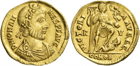 Johannes, 423 – 425 
Solidus, Ravenna 423–425, AV 4.26 g. D N IOHAN – NES P F AVG Rosette-diademed, draped and cuirassed bust r. Rev. VICTORI – A AVG...