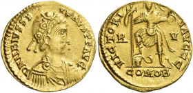 Libius Severus, 461 – 465 
Solidus, Ravenna 461-465, AV 4.32 g. D N LIBIVS SE – VERVS P F AVG Rosette-diademed, draped and cuirassed bust r. Rev. VIC...