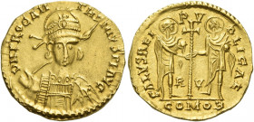 Anthemius, 467 – 472 
Solidus, Ravenna 467-472, AV 4.37 g. D N PROC AN – THEMIVS P F AVG Helmeted, pearl-diademed and cuirassed bust facing three-qua...