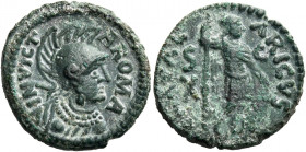 Athalaric, 526 – 534 
Pseudo-Imperial Coinage. In the name of Justinian I, 527-565. Decanummium, Roma 526-534, Æ 3.85 g. INVICT – A ROMA Helmeted and...