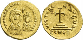 Heraclius, 5 October 610 – 11 January 641, with colleagues from January 613 
Solidus. Carthage (?) circa 612-627, AV 4.42 g. D N N hЄRACLIVS [ЄT hЄRA...