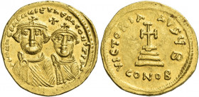 Heraclius, 5 October 610 – 11 January 641, with colleagues from January 613 
Solidus 626-629, AV 4.19 g. dd NN hERACLIUS ET hERA CONST PP A Facing bu...