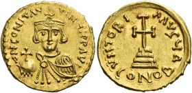 Constans II, 641 – 668 and associate rulers from 654 
Solidus, Ravenna (?) circa 644-645, AV 4.37 g. dN CONIT ΛV – VINЧ PP ΛVI Crowned bust facing, w...