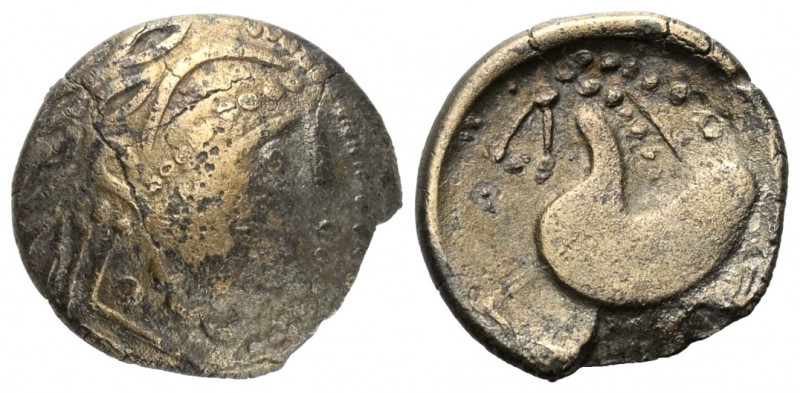 Ostkelten. Subkarpaten. Typ 'Schnabelpferd'.

 Tetradrachme (Silber).
Vs: Sti...