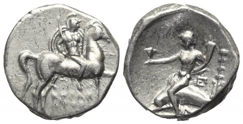 Kalabrien. Tarent.

 Didrachme oder Nomos (Silber). Ca. 272 - 240 v. Chr.
Vs:...