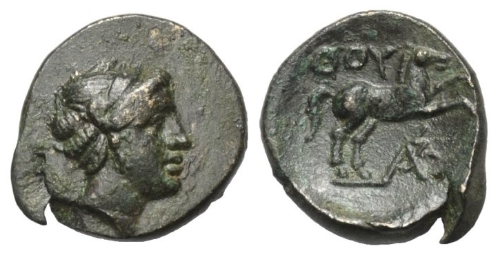 Lukanien. Thourioi.

 Bronze. Ca. 280 - 270 v. Chr.
Vs: Kopf des Apollon rech...