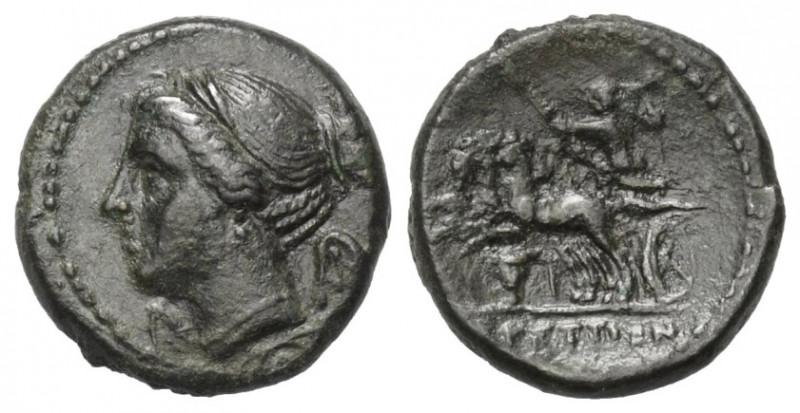 Bruttium. Brettii.

 Bronze. Ca. 211 - 208 v. Chr.
Vs: Kopf der Nike links.
...