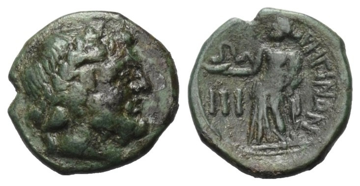 Bruttium. Rhegion.

 Bronze (Trichalkoi). Ca. 211 - 200 v. Chr.
Vs: Kopf des ...