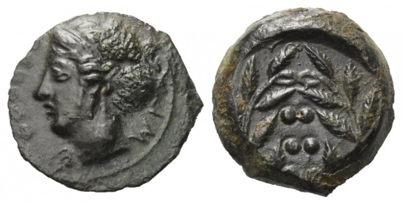 Sizilien. Himera.

 Bronze (Hemilitra). Ca. 415 - 409 v. Chr.
Vs: Weiblicher ...