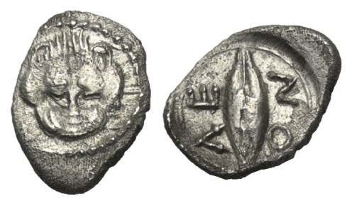 Sizilien. Leontinoi.

 Obol (Silber). Ca. 476 - 466 v. Chr.
Vs: Löwenkopf en ...