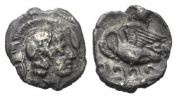 Sizilien. Panormos als Ziz.

 Litra (Silber). Ca. 400 - 380 v. Chr.
Vs: Kopf der Athena mit attischem Helm rechts, davor Getreidekorn.
Rs: Schwan ...