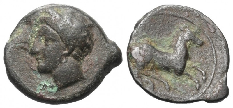 Sizilien. Sikulo-punische Prägungen.

 Bronze. Ca. 375 - 350 v. Chr.
Vs: Kopf...