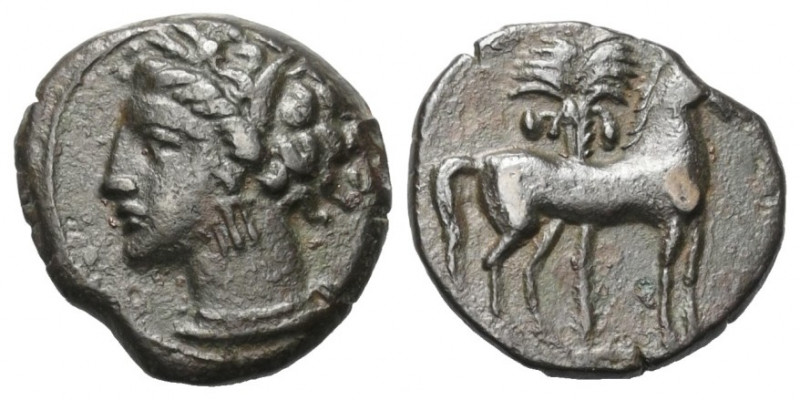 Sizilien. Sikulo-punische Prägungen.

 Bronze. Ca. 310 - 280 v. Chr.
Vs: Kopf...