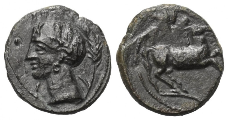 Sizilien. Sikulo-punische Prägungen.

 Bronze. Ca. 300 - 275 v. Chr.
Vs: Kopf...