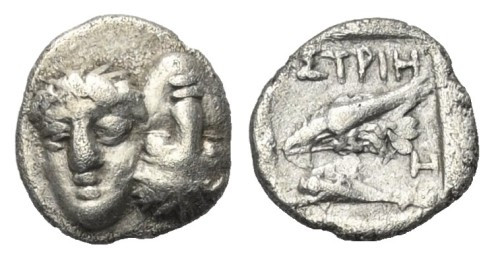Moesia Inferior. Istros.

 Hemiobol (Silber). Ca. 340 - 313 v. Chr.
Vs: Zwei ...