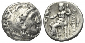 Königreich Makedonien. Philippos III. Arrhidaios (323 - 317 v. Chr.).

 Drachme (Silber). Ca. 323 - 319 v. Chr. Kolophon.
Vs: Kopf des jugendlichen...