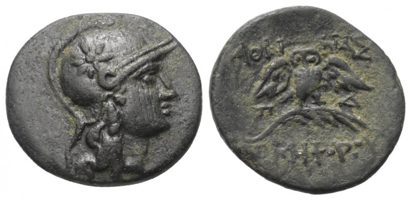 Mysien. Pergamon.

 Bronze. 2. Jhdt. v. Chr.
Vs: Kopf der Athena mit attische...
