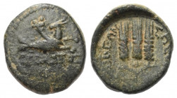 Phrygien. Laodikea am Lykos. Augustus (31 v. - 14 n. Chr.).

 Bronze.
Vs: Capricorn rechts, Kopf nach links gewendet, Füllhorn auf dem Rücken.
Rs:...