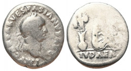Vespasianus (69 - 79 n. Chr.).

 Denar (Silber). 69 - 70 n. Chr. Rom.
Vs: IMP CAESAR VESPASIANVS AVG. Büste mit Lorbeerkranz rechts.
Rs: IVDAEA. V...