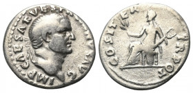 Vespasianus (69 - 79 n. Chr.).

 Denar (Silber). 69 - 71 n. Chr. Rom.
Vs: IMP CAESAR VESPASIANVS AVG. Kopf mit Lorbeerkranz rechts.
Rs: COS ITER -...
