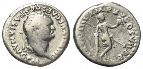 Titus (79 - 81 n. Chr.).

 Denar (Silber). 79 n. Chr. Rom.
Vs: IMP TITVS CAES VESPASIAN AVG P M. Kopf mit Lorbeerkranz rechts.
Rs: TR P VIIII IMP ...