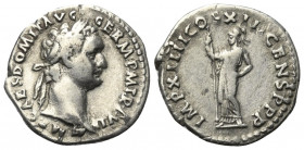 Domitianus (81 - 96 n. Chr.).

 Denar (Silber). 87 n. Chr. Rom.
Vs: IMP CAES DOMIT AVG GERM P M TR P VII. Kopf mit Lorbeerkranz rechts.
Rs: IMP XI...