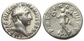 Traianus (98 - 117 n. Chr.).

 Denar (Silber). 102 n. Chr. Rom.
Vs: IMP CAES NERVA TRAIAN AVG GERM. Büste mit Lorbeerkranz und Drapierung rechts.
...