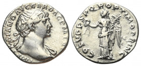 Traianus (98 - 117 n. Chr.).

 Denar (Silber). 107 - 108 n. Chr. Rom.
Vs: IMP TRAIANO AVG GER DAC P M TR P. Büste mit Lorbeerkranz und Drapierung r...