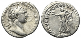 Traianus (98 - 117 n. Chr.).

 Denar (Silber). 107 - 108 n. Chr. Rom.
Vs: IMP TRAIANO AVG GER DAC P M TR P. Büste mit Lorbeerkranz rechts.
Rs: COS...