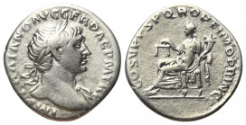 Traianus (98 - 117 n. Chr.).

 Denar (Silber). 108 - 109 n. Chr. Rom.
Vs: IMP TRAIANO AVG GER DAC P M TR P. Büste mit Lorbeerkranz und Drapierung r...