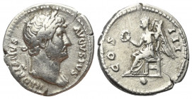 Hadrianus (117 - 138 n. Chr.).

 Denar (Silber). 128 n. Chr. Rom.
Vs: HADRIANVS AVGVSTVS. Büste mit Lorbeerkranz und Drapierung rechts.
Rs: COS II...
