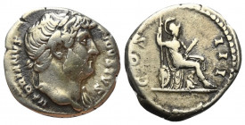 Hadrianus (117 - 138 n. Chr.).

 Denar (Silber). 128 n. Chr. Rom.
Vs: HADRIANVS AVGVSTVS. Büste mit Lorbeerkranz und Drapierung rechts.
Rs: COS II...