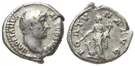 Hadrianus (117 - 138 n. Chr.).

 Denar (Silber). 133 n. Chr. Rom.
Vs: HADRIANVS AVG COS III P P. Kopf rechts.
Rs: FORTVNA AVG. Fortuna mit Steuerr...