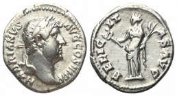 Hadrianus (117 - 138 n. Chr.).

 Denar (Silber). 134 - 138 n. Chr. Rom.
Vs: HADRIANVS AVG COS III P P. Kopf mit Lorbeerkranz rechts.
Rs: FELICITAS...