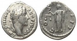 Antoninus Pius (138 - 161 n. Chr.).

 Denar (Silber). 145 - 161 n. Chr. Rom.
Vs: ANTONINVS AVG PIVS P P. Kopf mit Lorbeerkranz rechts.
Rs: COS III...