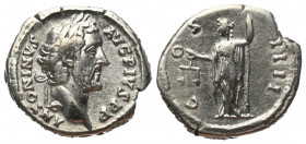 Antoninus Pius (138 - 161 n. Chr.).

 Denar (Silber). 146 n. Chr. Rom.
Vs: ANTONINVS AVG PIVS P P. Kopf mit Lorbeerkranz rechts.
Rs: COS IIII. Aeq...