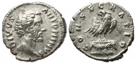 Antoninus Pius (138 - 161 n. Chr.).

 Denar (Silber). 161 n. Chr. Rom.
Vs: DIVVS ANTONINVS. Kopf rechts.
Rs: CONSECRATIO. Adler mit zurückgewandte...