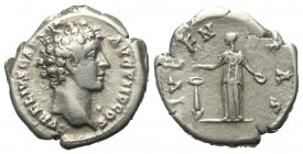 Marcus Aurelius (161 - 180 n. Chr.).

 Denar (Silber). 140 - 144 n. Chr. Rom.
Vs: AVRELIS CAESAR AVG P II F COS. Kopf rechts.
Rs: IVVENTAS. Juvent...
