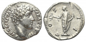 Marcus Aurelius (161 - 180 n. Chr.).

 Denar (Silber). 145 - 147 n. Chr. Rom.
Vs: AVRELIVS CAESAR AVG PII F. Kopf rechts.
Rs: COS II. Hilaritas mi...