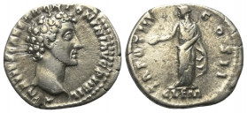 Marcus Aurelius (161 - 180 n. Chr.).

 Denar (Silber). 148 - 149 n. Chr. Rom.
Vs:AVRELIVS CAESAR ANTONINI AVG PII FIL. Kopf rechts.
Rs: TR POT III...