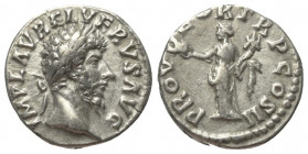 Lucius Verus (161 - 169 n. Chr.).

 Denar (Silber). 161 n. Chr. Rom.
Vs: IMP L AVREL VERVS AVG. Kopf mit Lorbeerkranz rechts.
Rs: PROV DEOR TR P C...